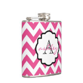 Roze en witte Chevron Monogram Flask Heupfles (Rechts)