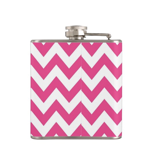 Roze en witte Chevron Monogram Flask Heupfles (Achterkant)