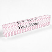 Roze en witte chevron naambordje