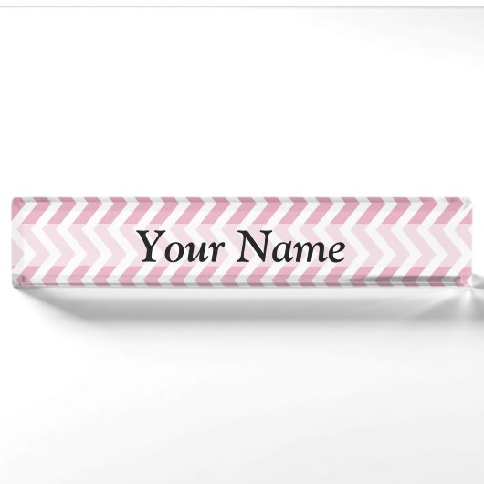 Roze en witte chevron naambordje (Voorkant)