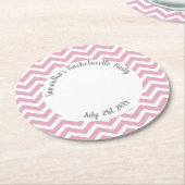 Roze en witte chevron party ronde kartonnen onderzetter (Gebogen)