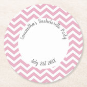 Roze en witte chevron party ronde kartonnen onderzetter (Voorkant)