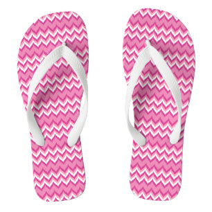 Roze en witte Chevron Patroon 2 Teenslippers