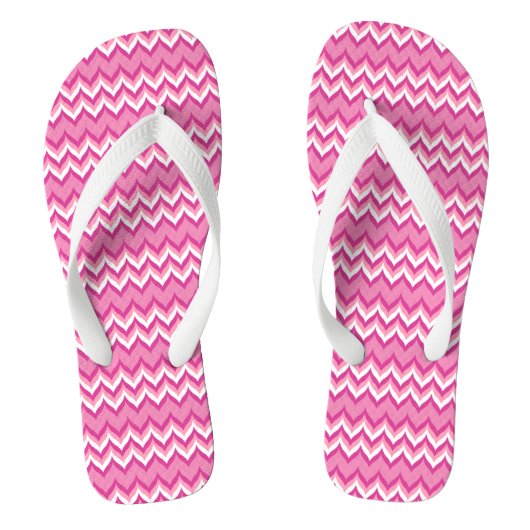 Roze en witte Chevron Patroon 2 Teenslippers (Voetbed)