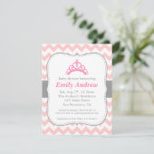 Roze en witte Chevron, prinses Baby Girl Shower Kaart (Staand voorkant)