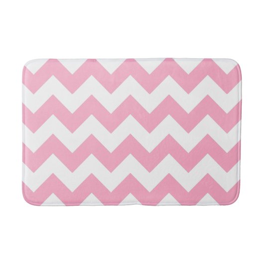Roze en witte Chevron Print Bath Mat (Voorkant)