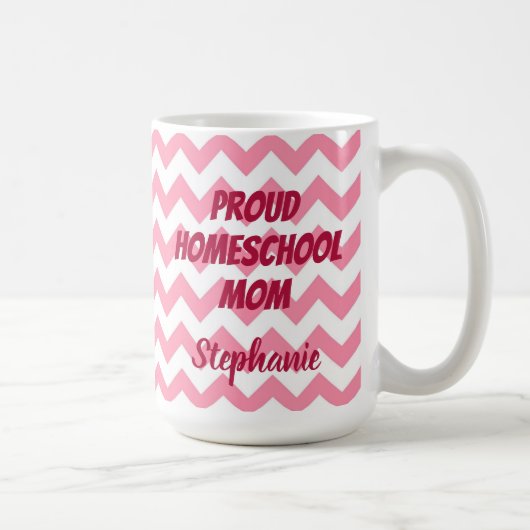 Roze en witte Chevron Proud Homeschool mama Koffiemok (Rechts)