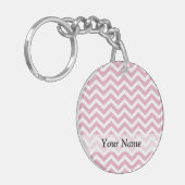 Roze en witte chevron sleutelhanger (Voorkant Links)