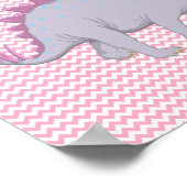 Roze en witte Chevron Stegosaurus Poster (Hoek)