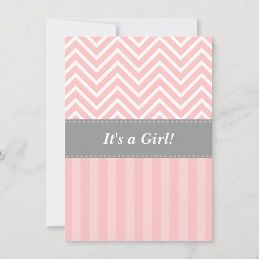Roze en witte Chevron, Stroller, Baby Girl Shower Kaart (Achterkant)