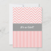 Roze en witte Chevron, Stroller, Baby Girl Shower Kaart (Achterkant)