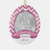 Roze en witte Chevron Sweet 16 Ornament (Rechts)