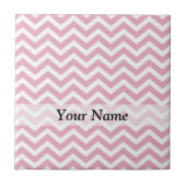 Roze en witte chevron tegeltje (Voorkant)