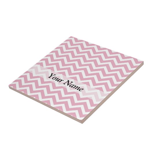 Roze en witte chevron tegeltje (Zijkant)