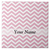 Roze en witte chevron tegeltje (Voorkant)