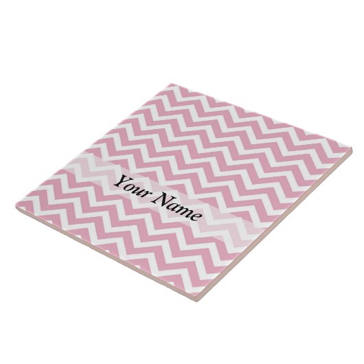 Roze en witte chevron tegeltje (Zijkant)