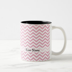 Roze en witte chevron tweekleurige koffiemok