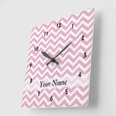 Roze en witte chevron vierkante klok (Hoek)