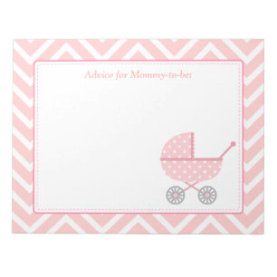Roze en witte Chevron Wandelwagen Moeder worden Notitieblok