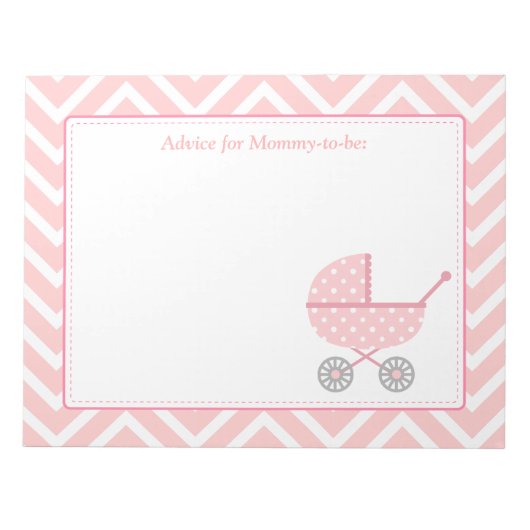 Roze en witte Chevron Wandelwagen Moeder worden Notitieblok (Voorkant)