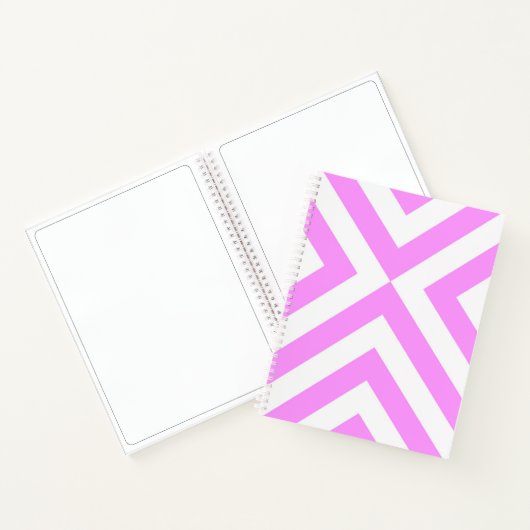 Roze en witte Chevrons Sketchbook Notitieboek (Binnen)