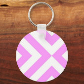 Roze en witte Chevrons Sleutelhanger (Voorkant)