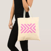 Roze en witte chevrons tote bag (Voorkant (product))