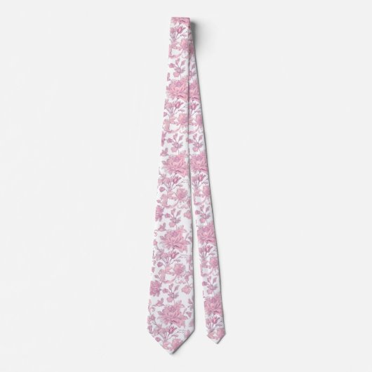 Roze en witte Chinoiserie Floral Stropdas (Voorkant)
