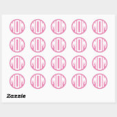 Roze en Witte Cirkel Monogram MOEDER Ronde Sticker (Vel)