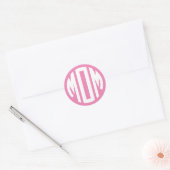 Roze en Witte Cirkel Monogram MOEDER Ronde Sticker (Envelop)