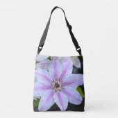 Roze en Witte Clematis Bloem Crossbody Tas (Achterkant)