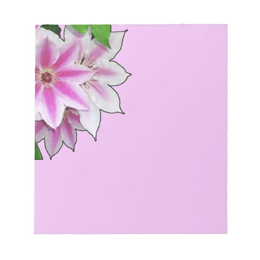 Roze en witte "Clematis Flowers" Notitieblok (Voorkant)