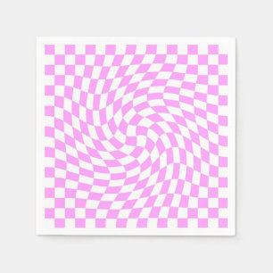 Roze en Witte Controles Gecontroleerd grafisch pat Servet