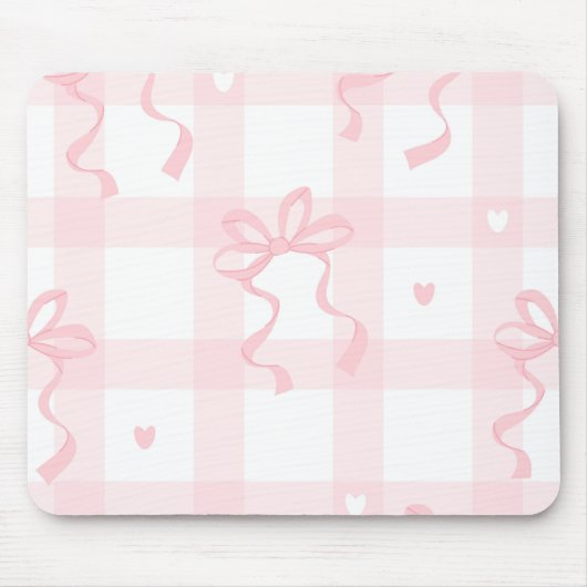 Roze en Witte Coquette Themagemuisdeksel Muismat (Voorkant)