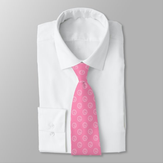 Roze en Witte Corona Virus Patroon Necksjaal Stropdas (Gebonden)