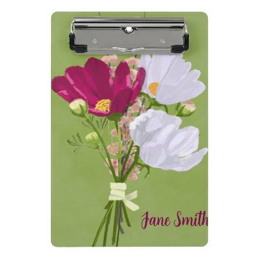 Roze en Witte Cosmos Boeket mini klembord (Voorkant)
