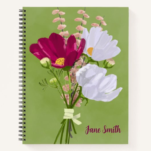 Roze en Witte Cosmos Boeket Notitieboek (Voorkant)
