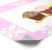 Roze en witte cupcake-ontwerp poster (Hoek)