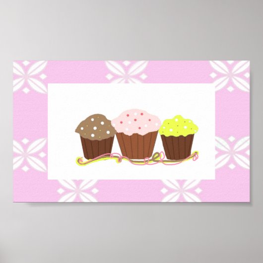 Roze en witte cupcake-ontwerp poster (Voorkant)