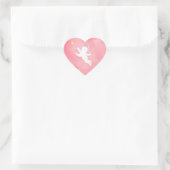 Roze en witte cupido tennisser met racket hart sticker (Tas)