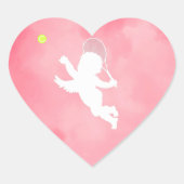 Roze en witte cupido tennisser met racket hart sticker (Voorkant)