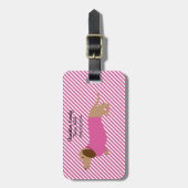Roze en Witte Dachshund Bagage Label (Voorkant verticaal)