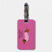 Roze en Witte Dachshund Bagage Label (Achterkant verticaal)