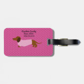Roze en Witte Dachshund Bagage Label (Achterkant horizontaal)