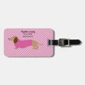 Roze en witte dachshund Bagagelabel (Voorkant horizontaal)