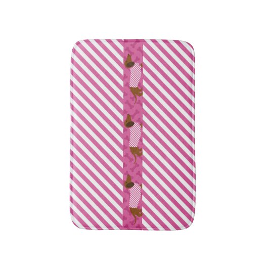 Roze en witte dachshund Bath mat (Voorkant Verticaal)