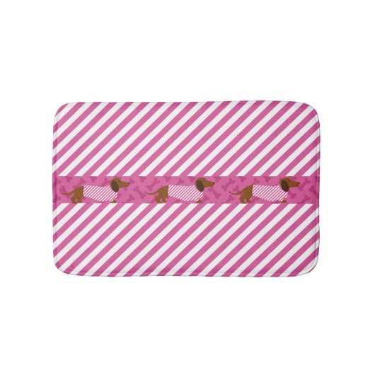 Roze en witte dachshund Bath mat (Voorkant)