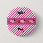 Roze en witte dachshund Button Pin (Voorkant)