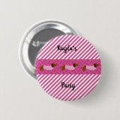 Roze en witte dachshund Button Pin (Voorkant /achterkant)