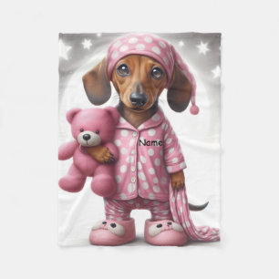 Roze en Witte Dachshund Fluwelen Babydeken Fleece Deken